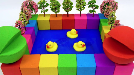 萝卜玩具宝宝 太空沙制作儿童益智太空沙玩具制作小黄鸭的游泳池