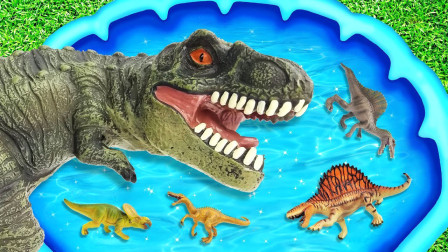 恐龙世界玩具 霸王龙剑龙恐龙宝贝寻找妈妈 儿童玩恐龙玩具认识恐龙名称