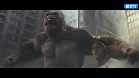 狂暴巨兽：猩猩乔治恢复神智和戴维斯一起对付怪兽拯救城市