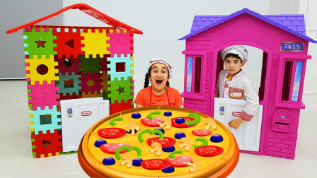 超神奇！这么大的披萨你见过吗？小萝莉到底是怎么做出来的呢？趣味儿童玩具故事