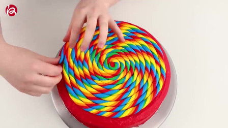 超级美丽的彩虹棒棒糖蛋糕