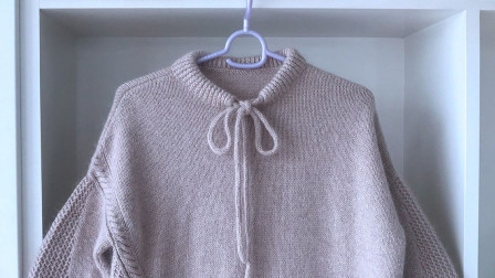 《驼色系带套衫》花样的编织方法编织方法教程