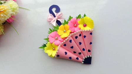 做法简单又漂亮的生日贺卡，外形是一把伞还能用来装饰，手工diy