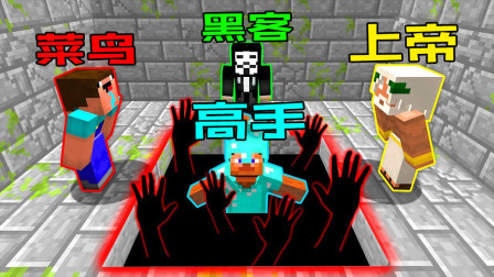 我的世界菜鸟vs高手vs黑客vs上帝：将高手从可怕的洞中拯救出来