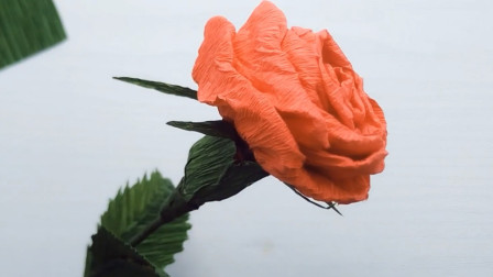 褶皱纸玫瑰花的另一种折法，太简单了，手残党也能学会，折纸大全