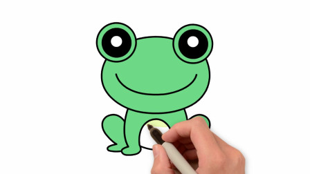 简笔画：教你超快简单的画只夏天河边的小青蛙，带宝宝一分钟学会