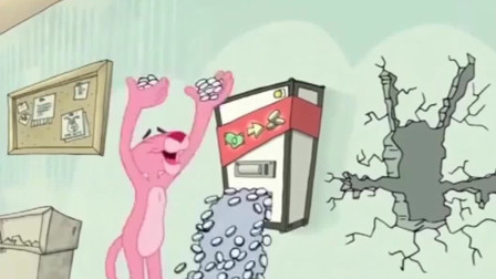 《粉红豹》：小白撞破墙掉出这么多硬币，粉红豹这回要发财咯！