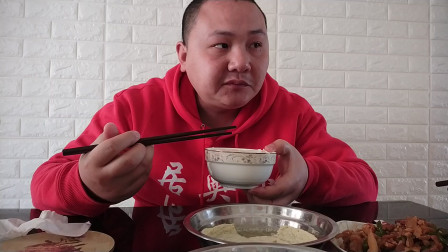 中国吃播vlog评测家常菜鸡蛋肉末羹视频