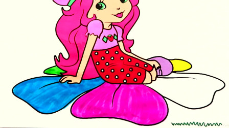 草莓小蛋糕公主草莓色和儿童绘图