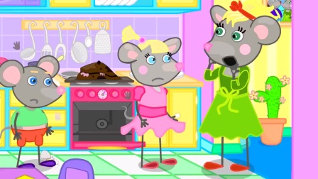 儿童卡通片：小老鼠与妈妈烹制美味蛋糕