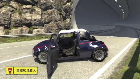 BeamNG drive车祸游戏，电脑模拟车在高速行驶时发生的车事故008
