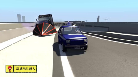BeamNG drive车祸游戏，电脑模拟车在高速行驶时发生的车事故009