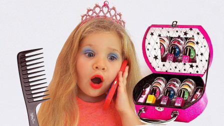 超有趣！萌宝小萝莉为何会一辆惊讶的样子？她的化妆包也太漂亮了吧！儿童玩具游戏故事