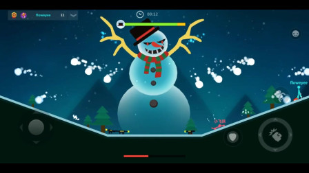 火柴人趣味游戏:激斗火柴人,用三角符文boss-jevil战斗曲打雪人