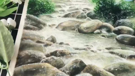 艺方韩老师水彩作品《林间溪水》2 艺方美术课程#水彩培训##风景水彩画#
