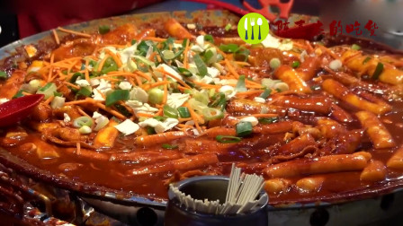 韩国街头小吃：辣炒年糕，中国比较少见，超辣的