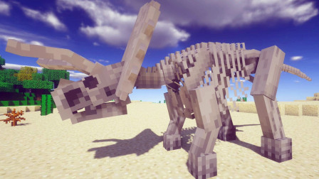 我的世界新侏罗纪公园144：清洗恐龙化石，制作三角龙化石骨架
