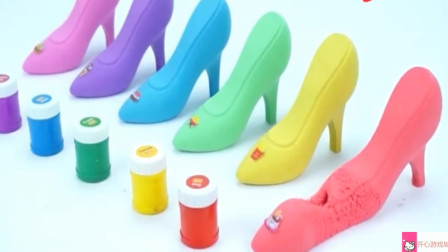 儿童创意手工学颜色 用七彩橡皮泥彩泥制作鞋子视频
