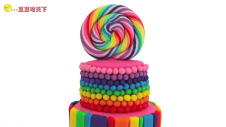 DIY手工糖果蛋糕，好玩又益智，彩虹棒棒糖才是点睛之笔