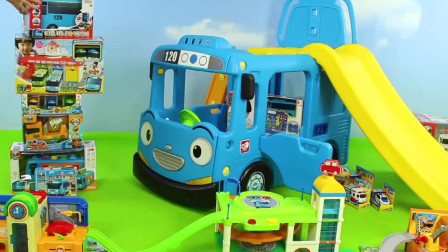 少儿卡通，汽车总动员玩具动画，超级公共汽车玩具展示