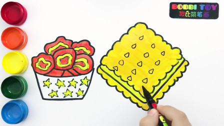 波比简笔画：教你如何画饼干，认识颜色学习英语，儿童轻松学画画
