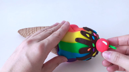 玩具梦工厂 DIY粘土制作 超轻粘土制作彩虹巧克力冰激凌