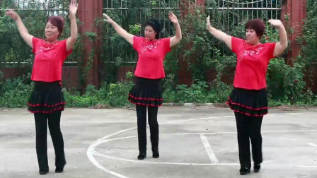 广场舞《歌在飞》，农村三姐妹连贯动作，跳起来真好看！