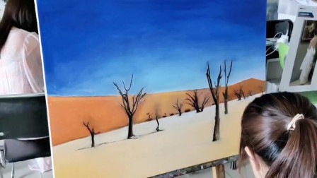 艺方学员张莉莉风景油画作品《荒原》艺方美术培训#成人零基础学油画##艺方油画速成班#