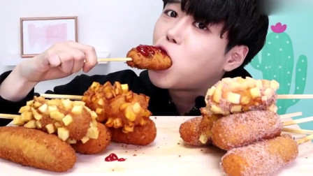韩国小哥试吃7根不同口味的热狗棒，这颜值，太高了