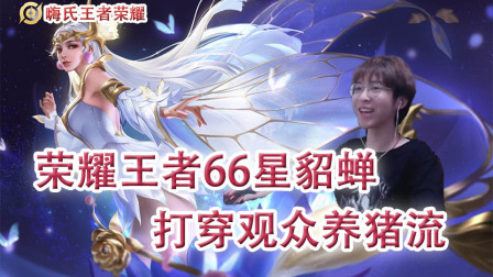 嗨氏王者荣耀：荣耀王者66星貂蝉打穿观众养猪流