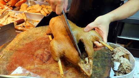 实拍香港地道潮州卤水鹅，108一斤鹅肉肥美入味，老板刀工一流