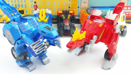 变形恐龙镰刀龙和冥河龙 儿童玩具汽车机器人