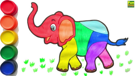 怎么画可爱的大象 儿童绘画 学习儿童色彩 儿童简笔画 填色