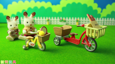 面包超人：萌兔小可爱骑三轮脚踏车玩具开箱记