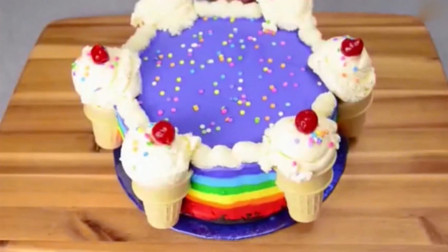 彩虹蛋糕的制作过程，送给孩子最好的生日礼物，不学会太亏了！