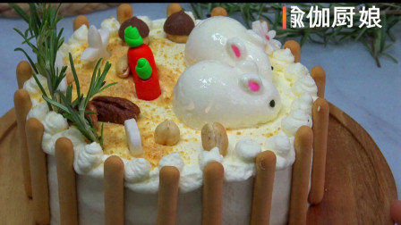 女儿生日，为她做的《兔兔庄园》生日蛋糕，好吃好看，祝她身体健康、天天开心。