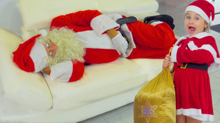 萌宝儿童卡通玩具：圣诞老爷爷睡着了，圣诞小萝莉居然拿走了礼物
