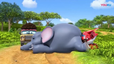 大象消化不良躺在路上，妙想工程队和乐迪，一起把他扶了起来