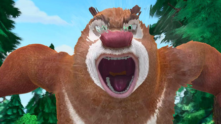 熊出没:熊大看见光头强砍树,一招熊吼功,吓破光头强的胆