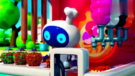 宝宝巴士：乐乐想要一个香草味的冰淇淋，机器人一下做好，撒上星星糖真好看