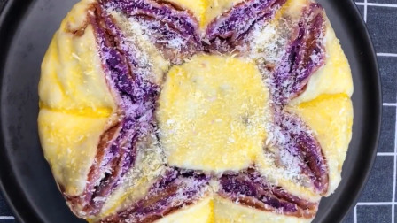 教你紫薯椰蓉面包做法，步骤讲解详细，蓬松柔软，大人孩子都爱吃