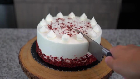 红丝绒奶油蛋糕原来是这么做的，切块后好惊喜！