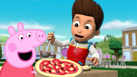 小猪佩奇和汪汪队立大功的莱德一起做披萨