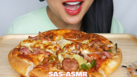 夏威夷豪华意大利香肠披萨，微笑姐吃起来声音真迷人