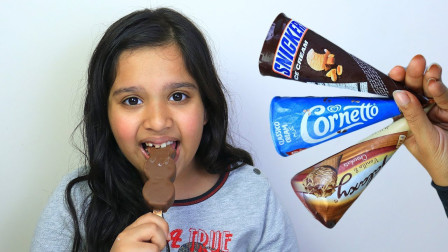 小萝莉美味巧克力冰淇淋吃播，哪个最好吃呢？儿童故事亲子游戏