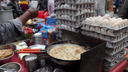 印度鸡蛋煎蛋吐司，印度街头食品