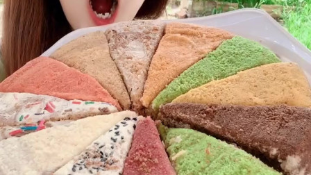 萌姐试吃，彩色千层蛋糕，喜欢吗？