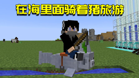 我的世界Mod：我在海里骑着猪游泳？神秘海洋生物被我当场抓获！