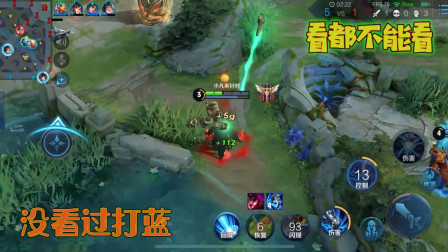 王者荣耀：钟馗欺负韩信，不给韩信打蓝，韩信草丛看打蓝被勾死！