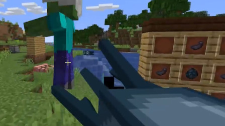 我的世界：喷墨水的鱿鱼武器，僵尸看不见我了！.